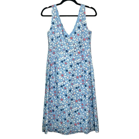 Boden Dresses & Skirts - Boden Dress Sz 12 R Empire Waist Crossover V-Neck 100% Cotton Blue Cherr…